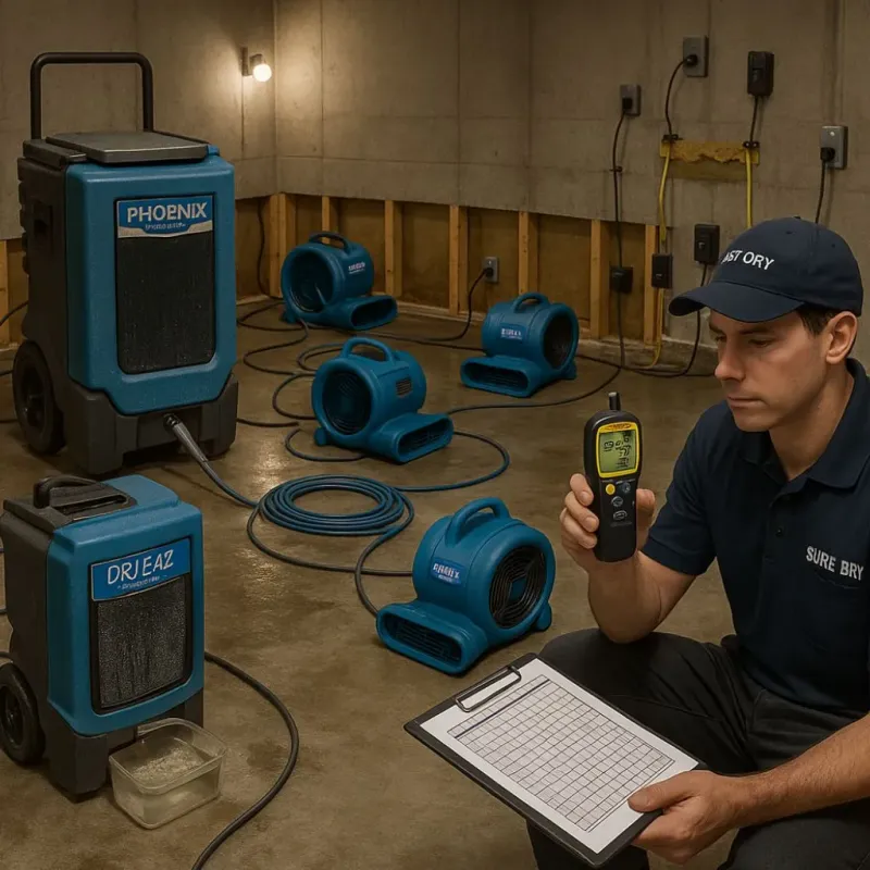 Structural Drying and Dehumidification process in Shenandoah, LA